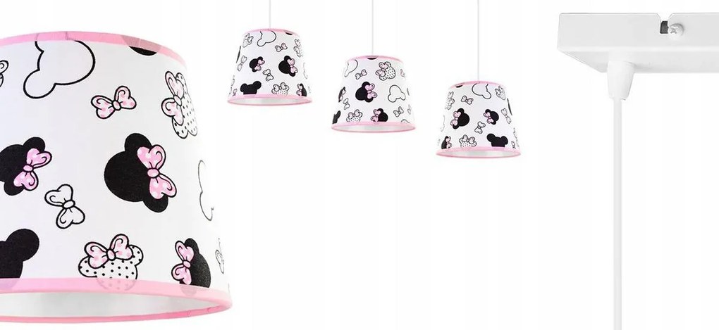 Detské závesné svietidlo Minnie, 3x textilné tienidlo so vzorom, s
