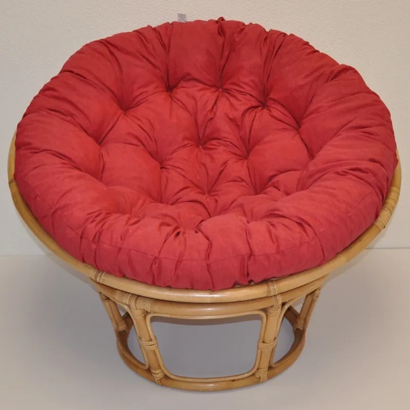 Relaxačný papasan DEMETRIA — ⌀100 cm, ratan, látka, medová / viac farieb Malinový melír