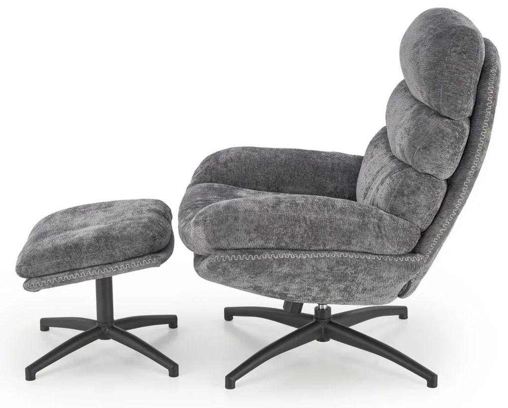 Křeslo s podnožkou Dario popelavě šedé