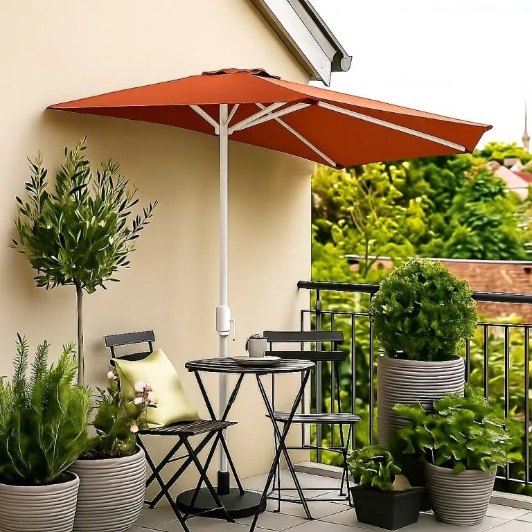 Garthen 6300 Polkruhový záhradný slnečník - terakota - 2,7m