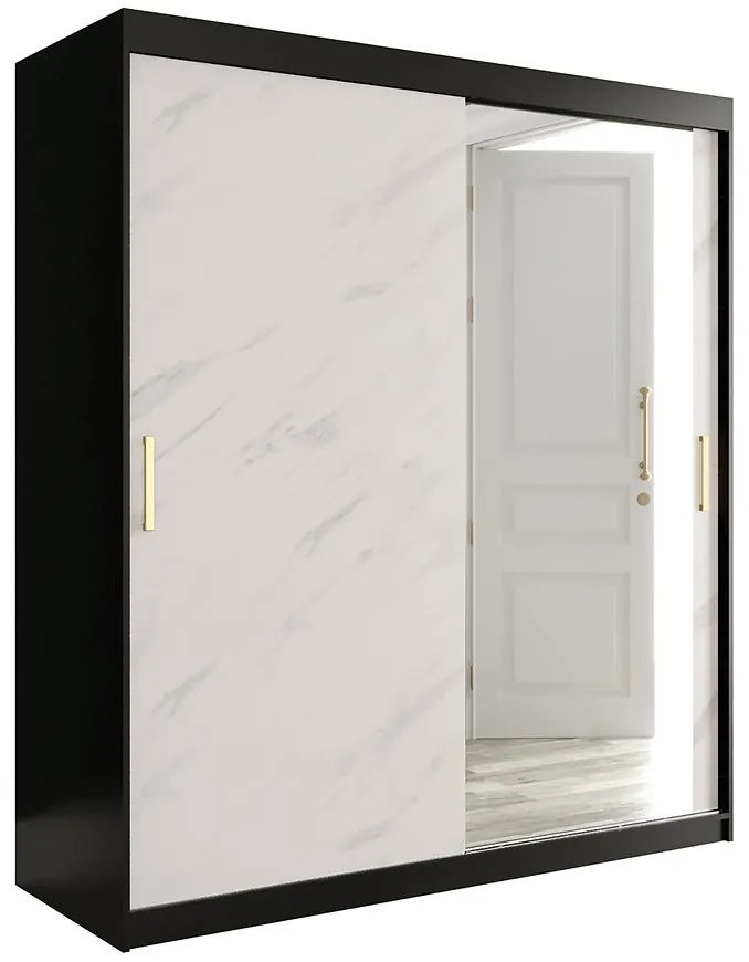 Skriňa Marmur T2 180 čierna/mramor biely