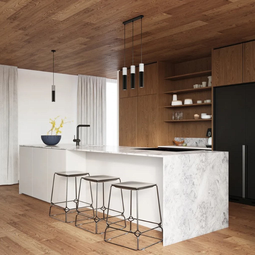 Závesné svietidlo Borgio, 2x betónové/čierne kovové tienidlo