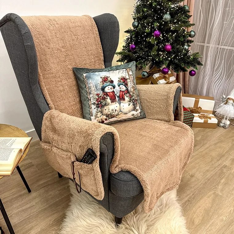 Luxusné prikrývky s BARANČEKOM kreslo - sedák 57 cm
