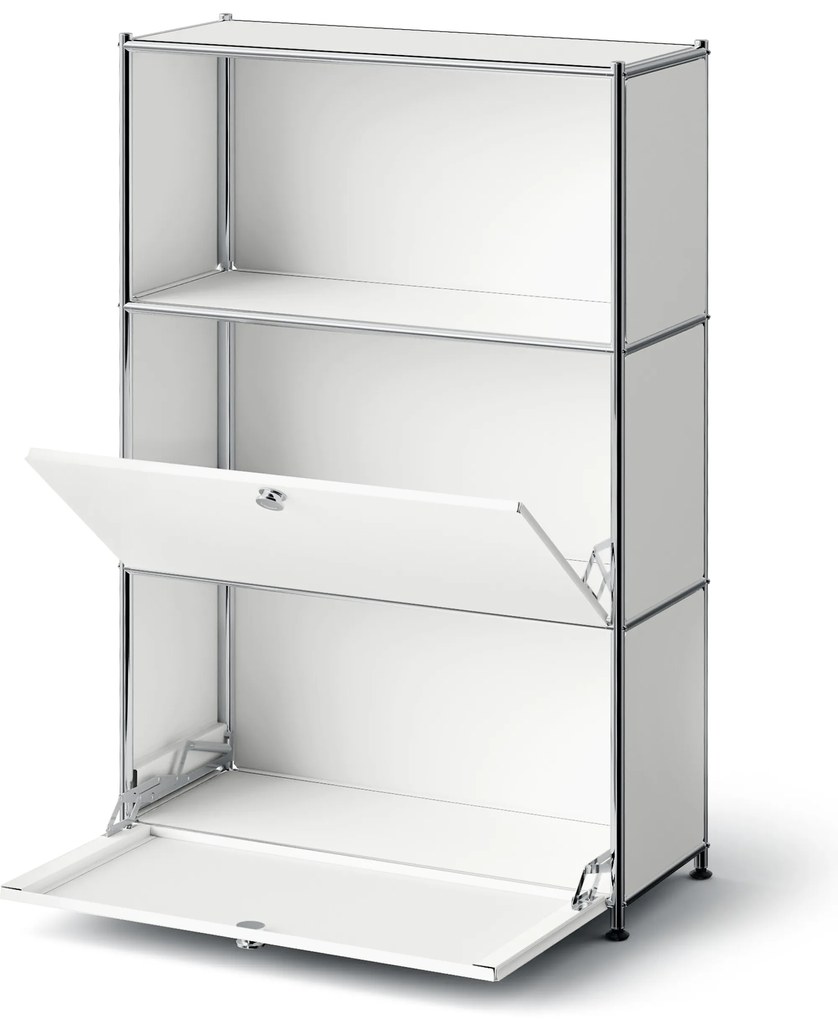 Kovová komoda »CN3 Slim Line« s 2 výklopnými priečinkami, biela