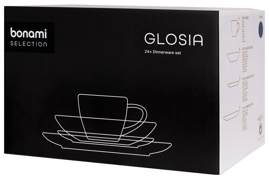 Tmavomodrá kameninová jedálenská súprava 24 ks Glosia - Bonami Selection