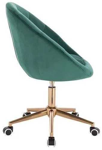 LuxuryForm DESIGN Kreslo VERA VELUR na zlatej podstave s kolieskami - zelené