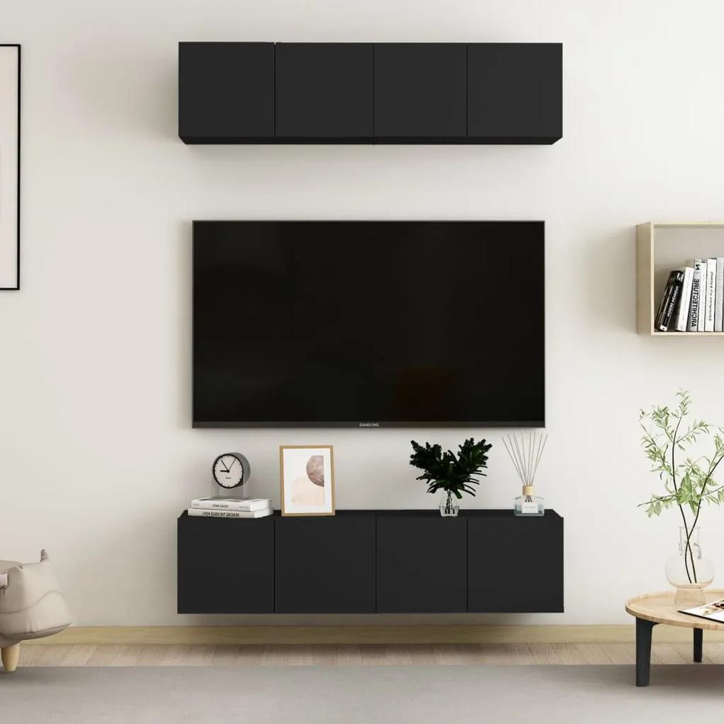 TV skrinky 4 ks čierne 60x30x30 cm drevotrieska