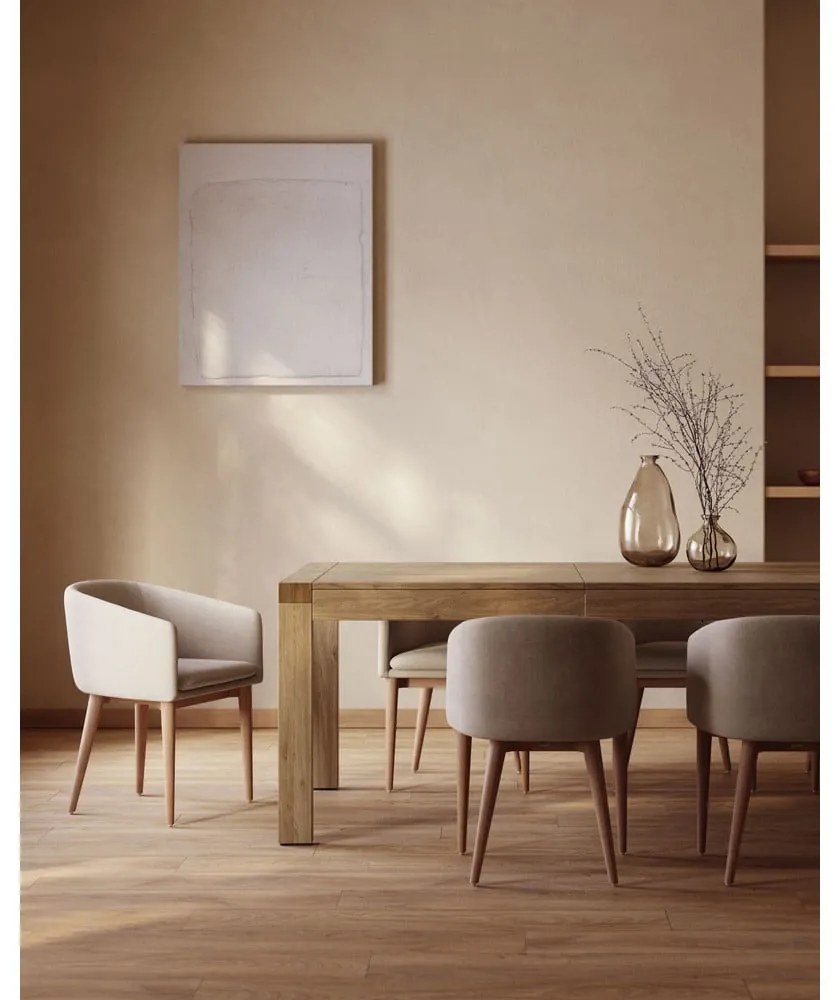 Rozkladací jedálenský stôl s prídavnou doskou v dekore duba 100x200 cm Briva – Kave Home