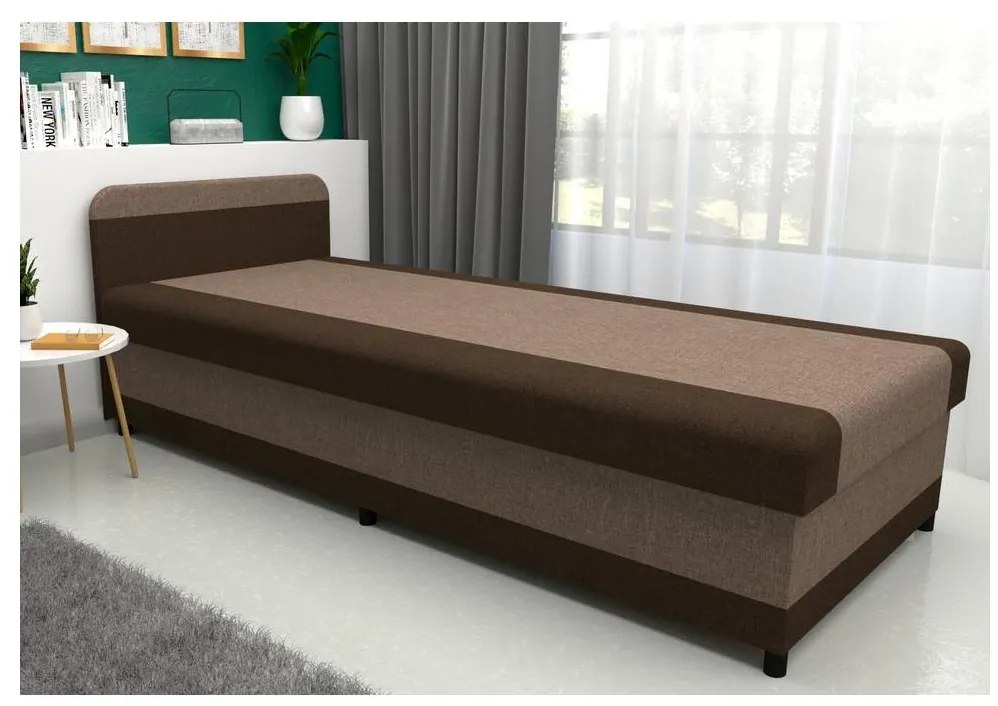 Čalúnená válenda s úložným priestorom TALI 80x202 hnedá/béžová