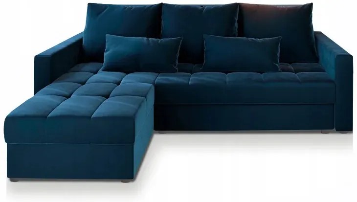 Tmavomodrá rozkladacia rohová pohovka ZENOVA 220x140 cm, obojstranná