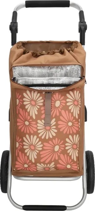 Beagles Hnedý kvetovaný nastaviteľný nákupný vozík na kolieskach “Hercules“