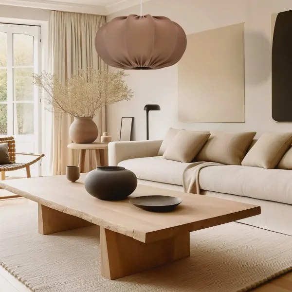 Závesný luster CAFEE na lanku, 1xE27/40W/230V, priemer 52 cm, hnedý