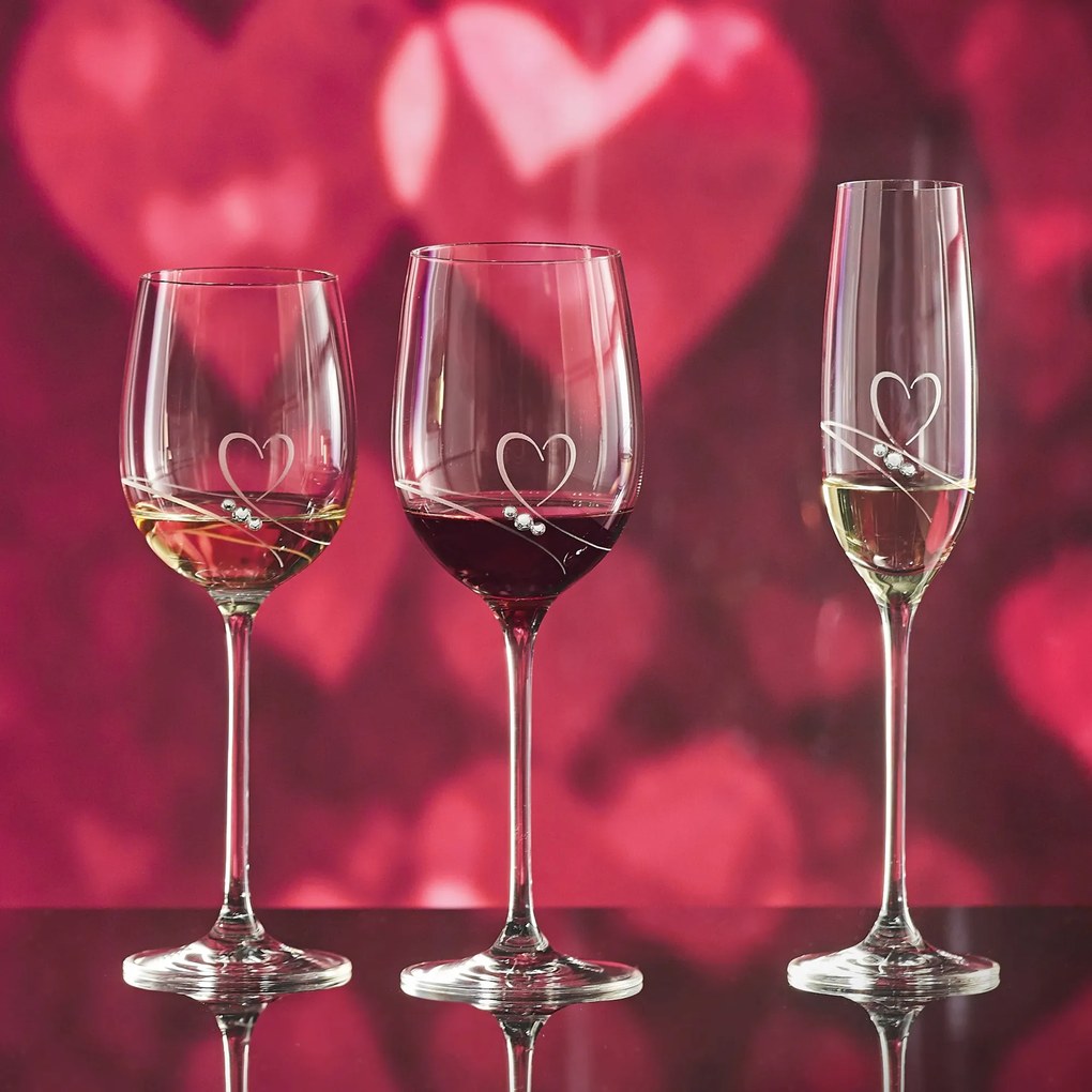 Dekorant Svadobné poháre na šampanské Romance s kamienkami Swarovski 200ml 2KS