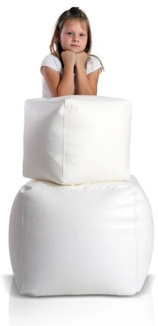 Sedací vak taburetka kocka malá biela EMI