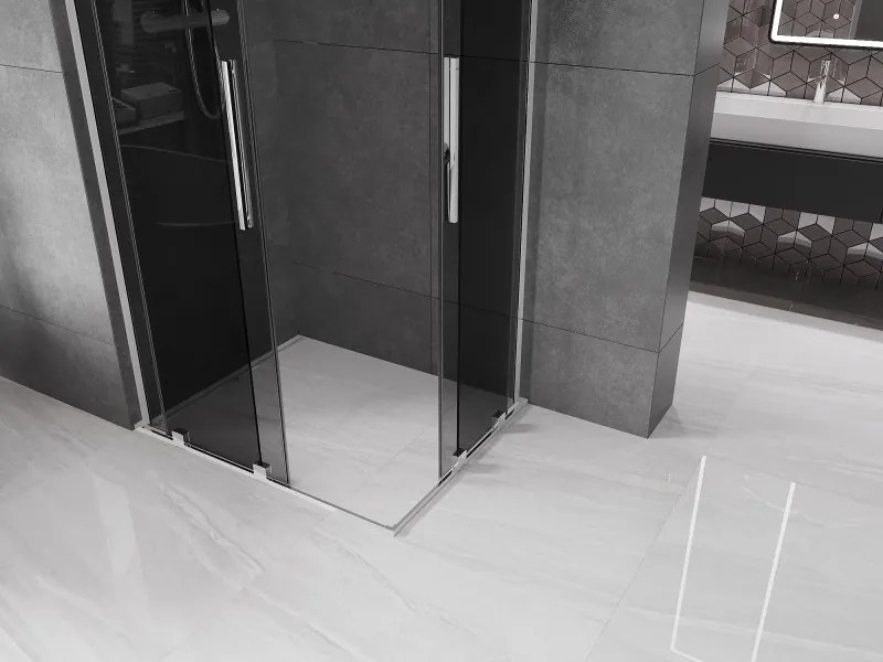 Mexen Velar L Duo, sprchový kút s posuvnými dverami 90 x 80 cm, 8mm šedé sklo, chrómová, 871-090-080-02-43-01