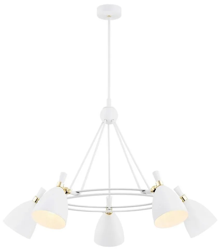 Argon 2117 - Luster na tyči CHARLOTTE 5xE27/15W/230V biela/zlatá