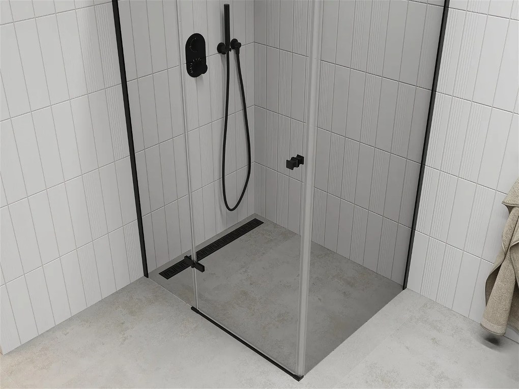 Mexen ROMA sprchovací kút 80x90cm, 6mm sklo, čierny profil-číre sklo, 854-080-090-70-00