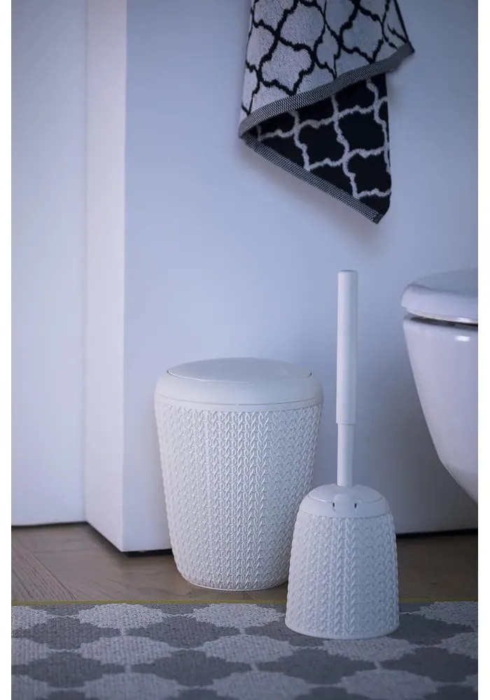 Biely odpadkový kôš do kúpeľne Curver Knit, 7 l