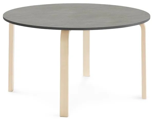 Stôl ELTON, Ø 1200x640 mm, linoleum - tmavošedá, breza
