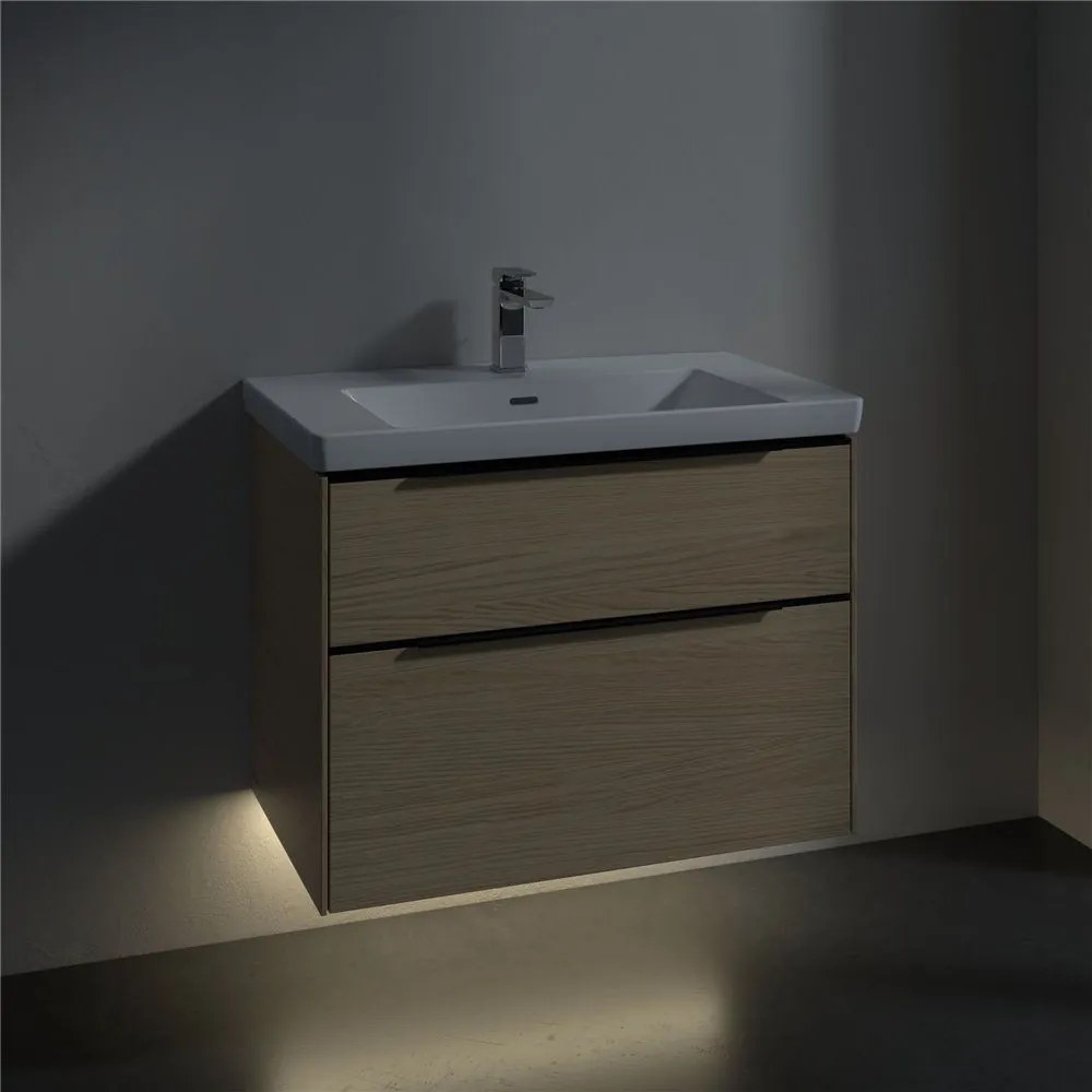 VILLEROY &amp; BOCH Subway 3.0 závesná skrinka pod umývadlo, 2 zásuvky, s LED osvetlením, 772 x 478 x 429 mm, Nordic Oak, C574L1VJ