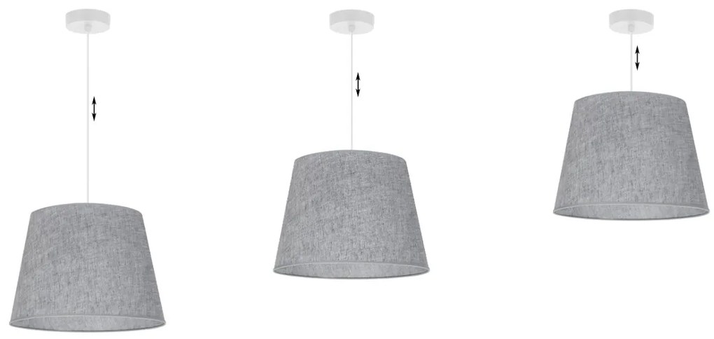Závesné svietidlo Len, 1x šedé textilné tienidlo, (fi 38 cm), w
