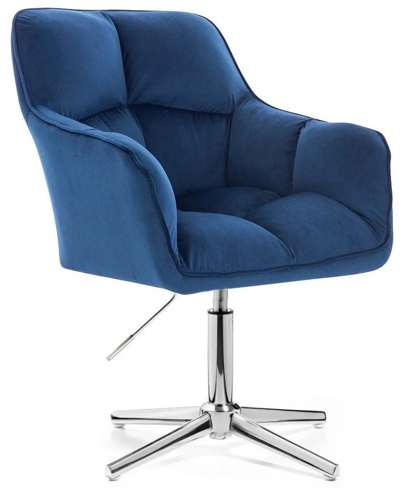 LuxuryForm DESIGN Kreslo AMALFI VELUR na striebornom kríži - modré