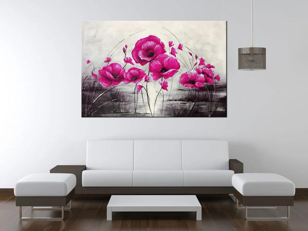 Gario Ručne maľovaný obraz Ružové Vlčie maky Rozmery: 120 x 80 cm