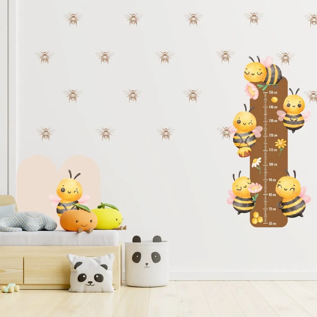 PIPPER. Sada nálepiek na stenu "Včielky" Veľkosť oblúkovej tapety: 60 cm