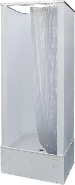 RR Machine Priemyselný sprchový box POLY NEW 80 W-VZ, ZÁVES TEIKO-Farba: Biela, TEIKO-Rozmery: 81x81, TEIKO-Variant: s otvorom pre odpadové potrubie