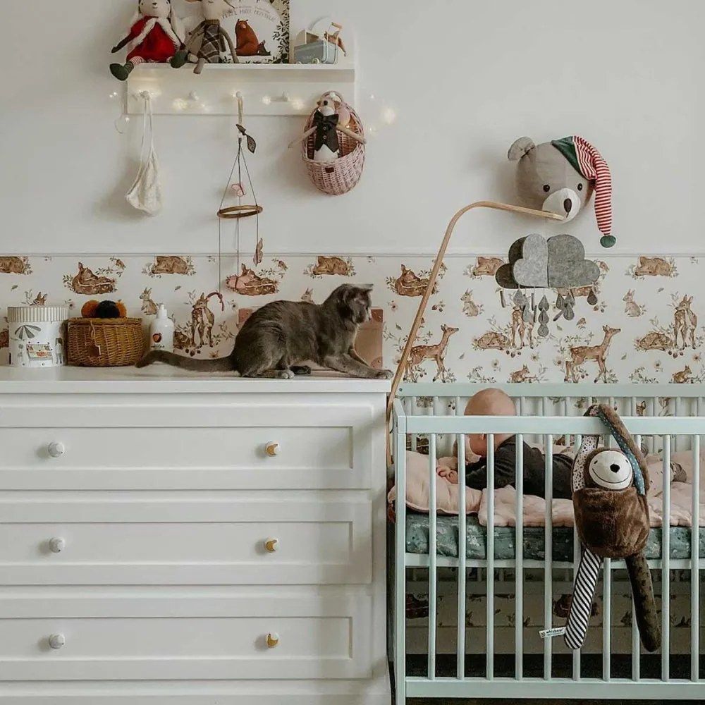 Tapeta jelenia lúka biela 280x50 cm