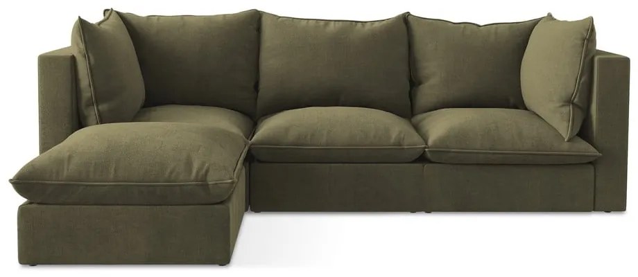 Khaki rohová pohovka (ľavý roh/s leňoškou) Manao – Makamii