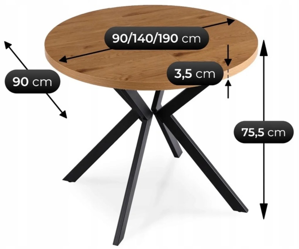 PROXIMA.store - Okrúhly rozkladací stôl LUGO FARBA: biela, FARBA NÔH: biela