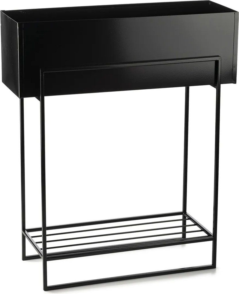 KOVOVÝ KVETINÁČ SO STOJANOM RECT 72X23X60 CM ČIERNA