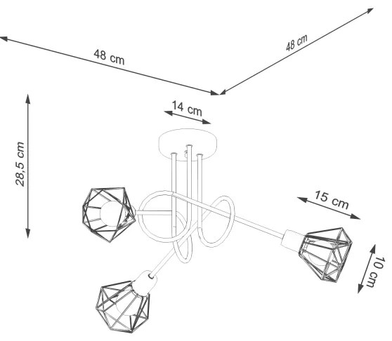 Sollux SL.1109 - Luster na tyči ARTEMIS 3xE14/40W/230V čierna