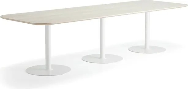 Stôl METRIC, zaoblené rohy, 3000x1000x720 mm, biela/jaseň