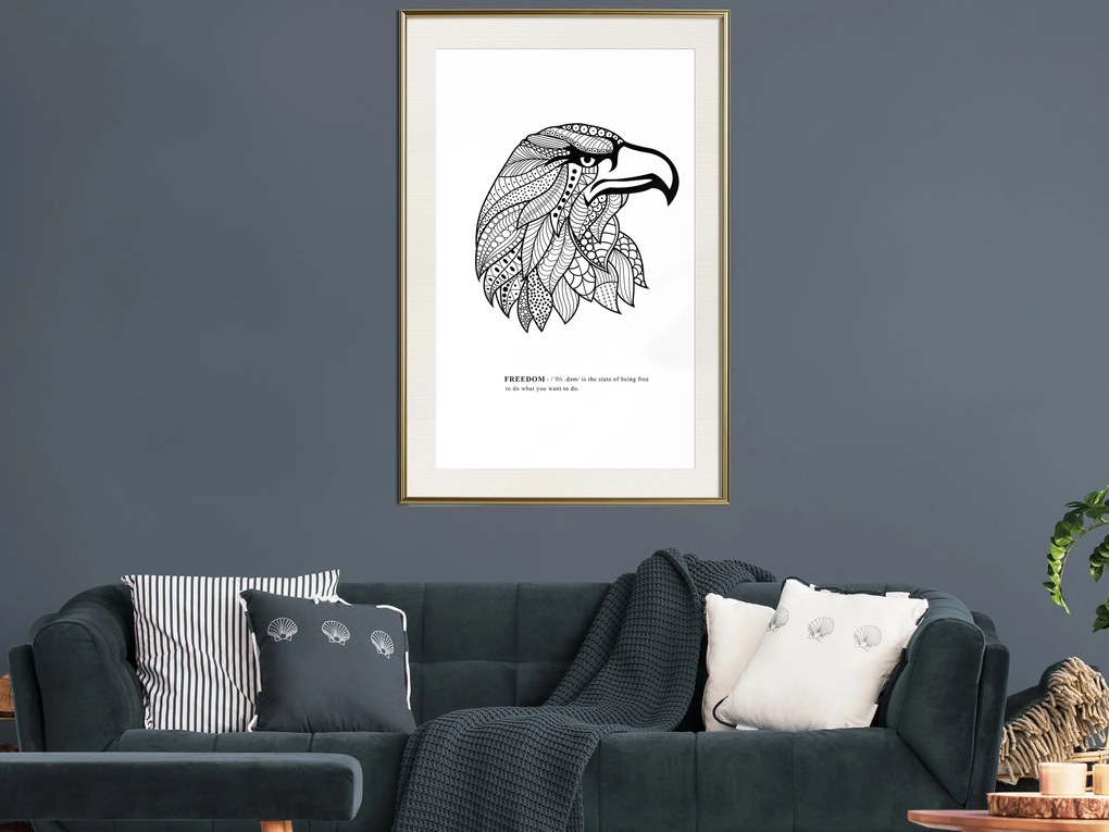 Artgeist Plagát - Eagle of Freedom [Poster] Veľkosť: 30x45, Verzia: Zlatý rám s passe-partout