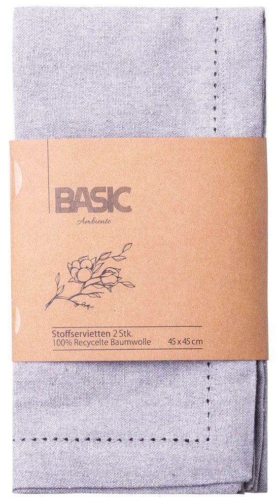 Svetlosivé bavlnené obrúsky 45 x 45 cm 2 ks – Basic Ambiente - 596400