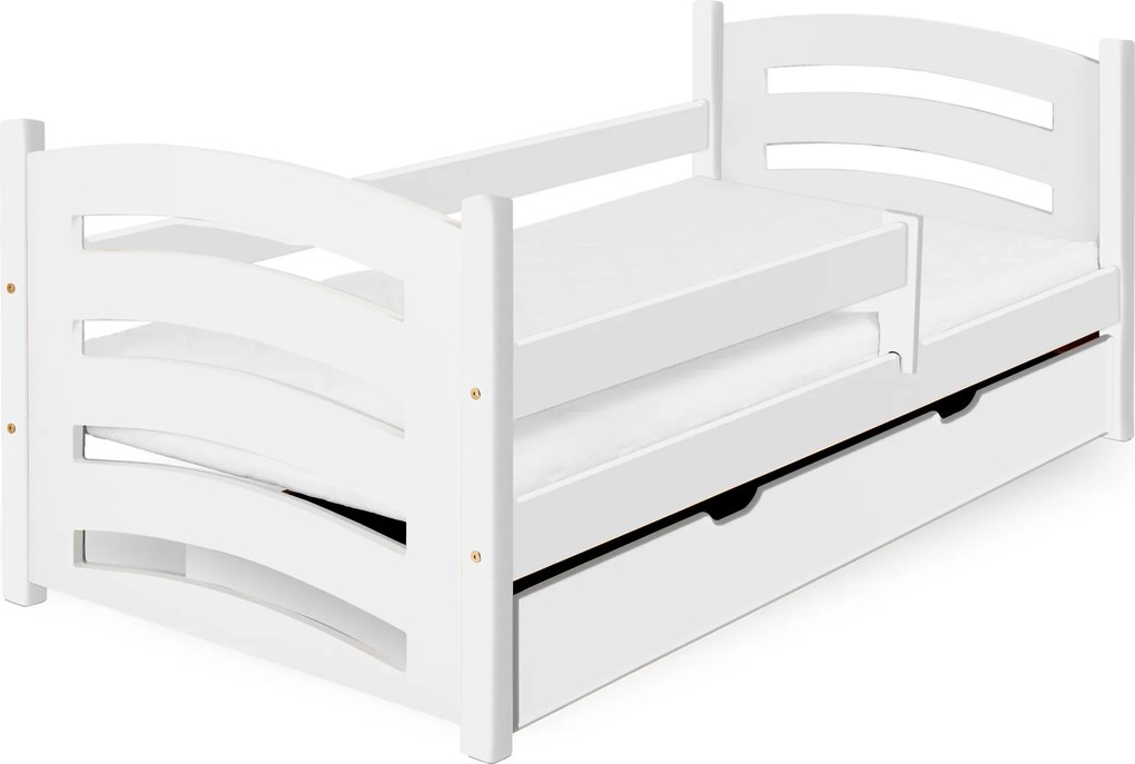 Detská posteľ MELA 80 x 160 cm, biela Rošt: S lamelovým roštom, Matrac: Matrac EASYSOFT 8 cm