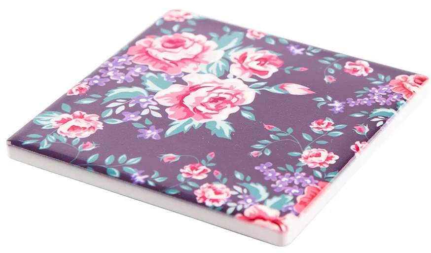Altom Keramická podtácka Floral, 10 x 10 cm, sada 4 ks