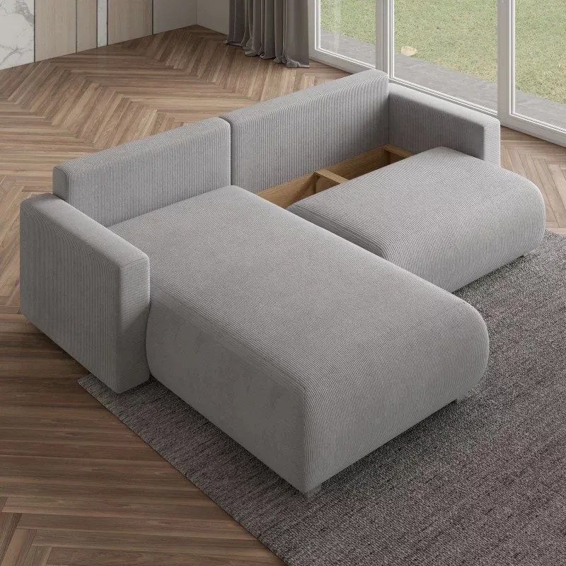 AKCIA Svetlosivá rozkladacia rohová pohovka TAFIRA, obojstranná II. akosť