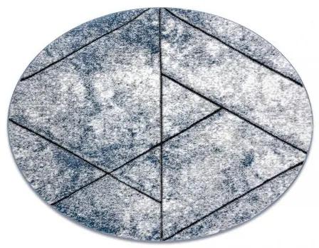 Moderný okrúhly koberec COZY 8872 Wall, geometrický ,trojuholníky - Štrukturálny, dve vrstvy rúna, modrá Veľkosť: kruh 100 cm
