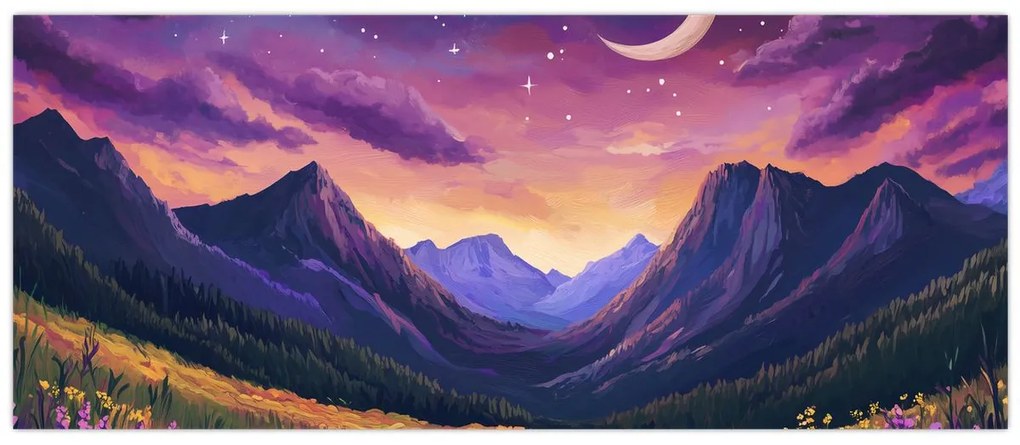 Obraz - Fialová krajina (120x50 cm)