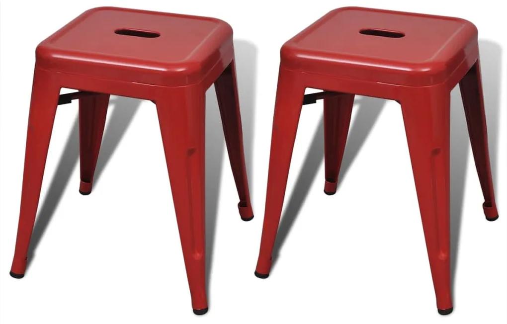 vidaXL Stohovateľné stoličky 2 ks, červené, kov