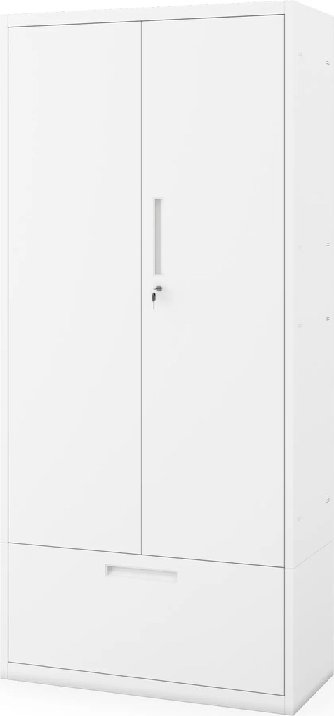 Modulárna kovová multifunkčná skriňa s vysokou zásuvkou biela MEGAN 1950 x 900 x 400 mm