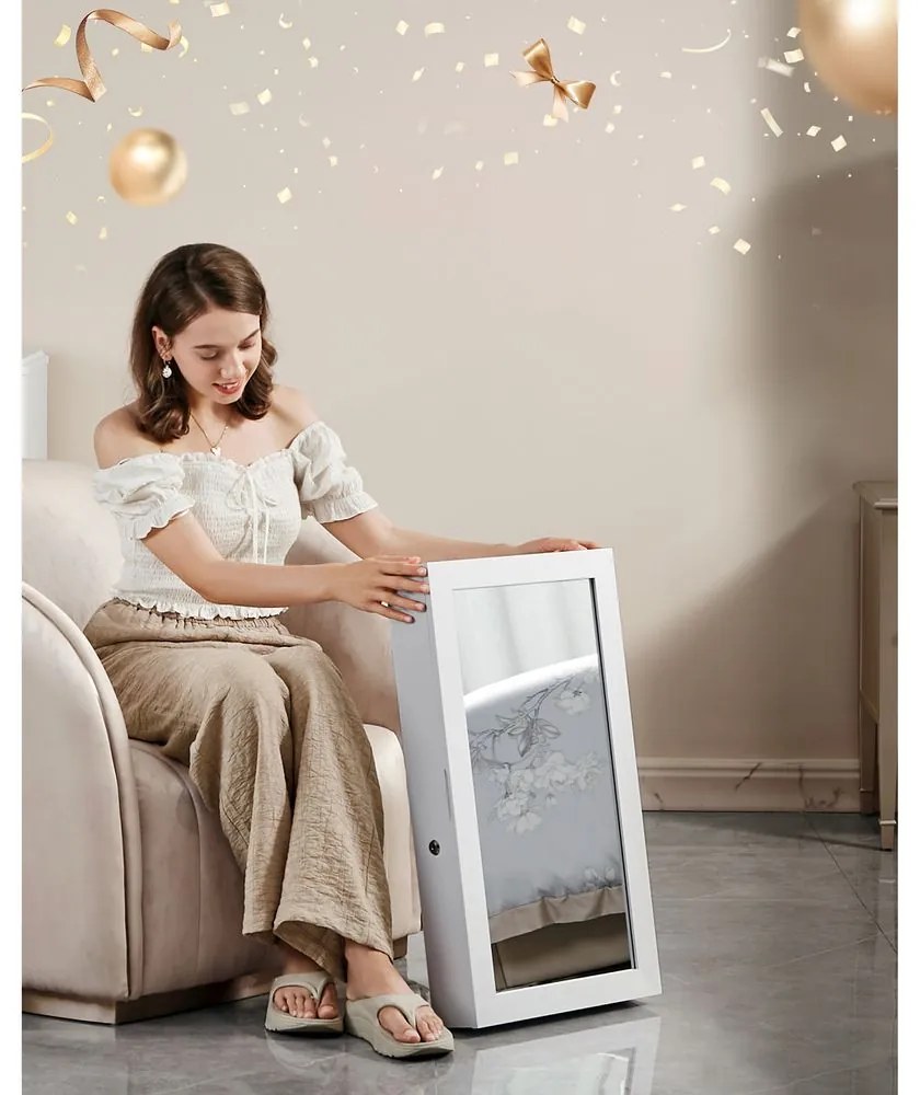 Zrkadlová uzamykateľná skrinka na šperky SONGMICS JBC51W