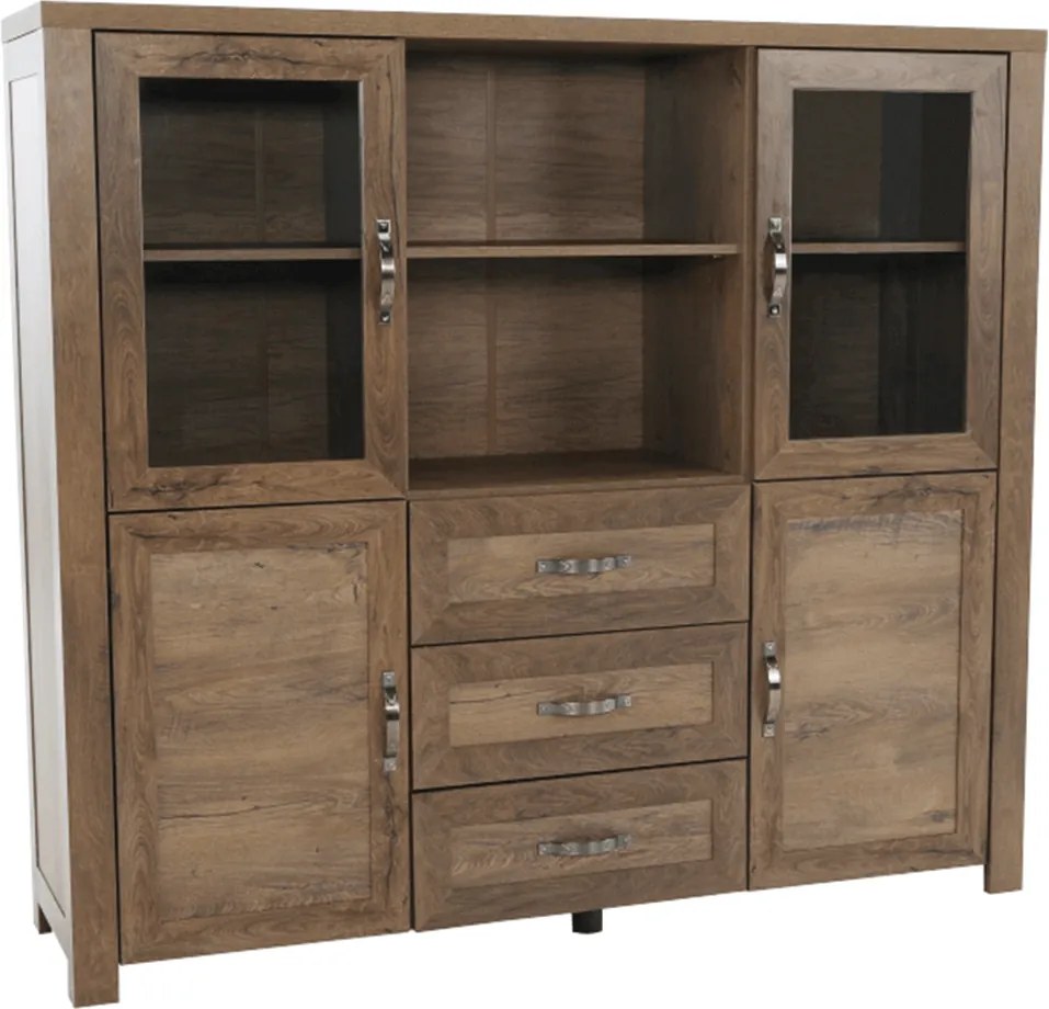 Komoda s vitrínami, dub lefkas, NEVADA K2S