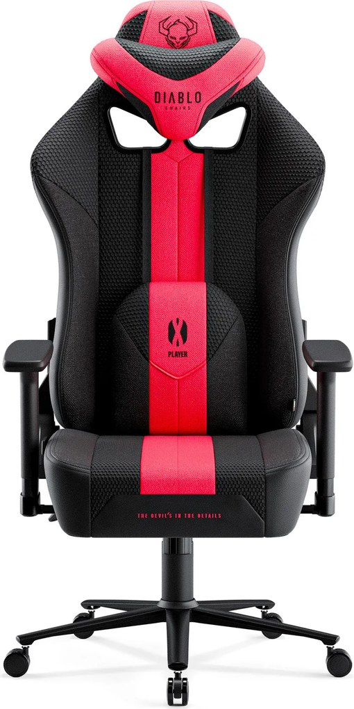 Herné kreslo s látkovým poťahom, veľkosť Normal Size, karmínový-antracitový: Diablo X-Player 2.0