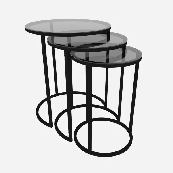 SADA 3x Odkladací stolík ALYA pr. 34/42/50 cm čierna