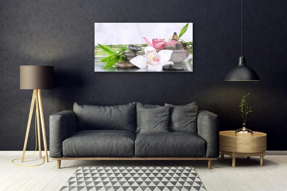Skleneny obraz Orchidea kamene bambus 120x60 cm