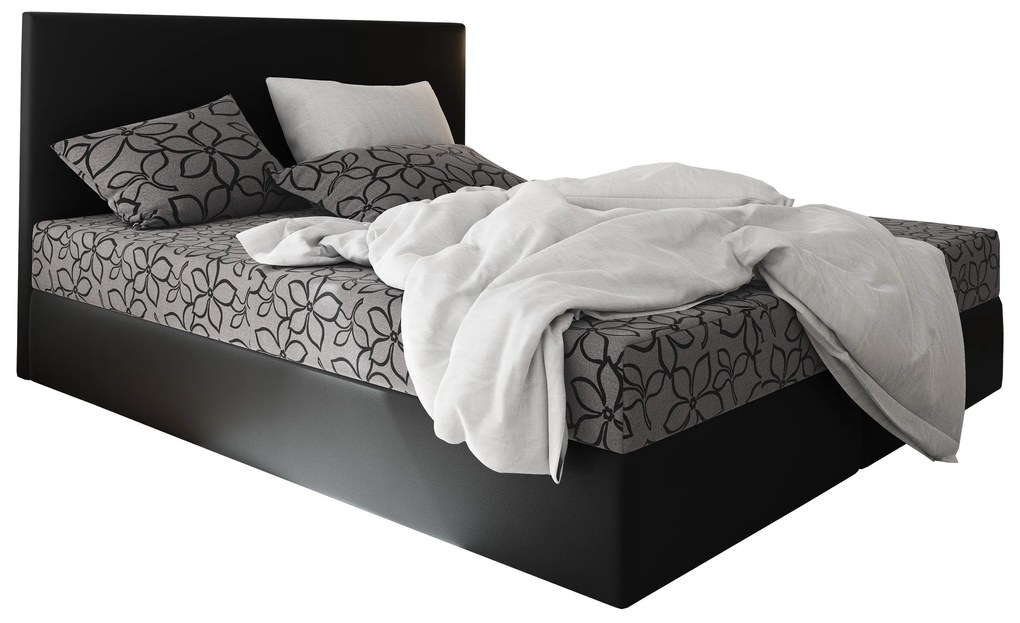 Manželská posteľ Boxspring 160 cm Lilac (vzor + čierna) (s matracom a úložným priestorom). Akcia -21%. Vlastná spoľahlivá doprava až k Vám domov. 1046655